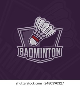 shuttlecock of badminton emblem logo vector illustration template icon graphic design. sport sign and symbol for club or academy or tournament with badge modern style concept