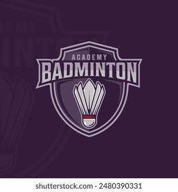 shuttlecock of badminton emblem logo vector illustration template icon graphic design. sport sign and symbol for club or academy or tournament with badge modern style concept