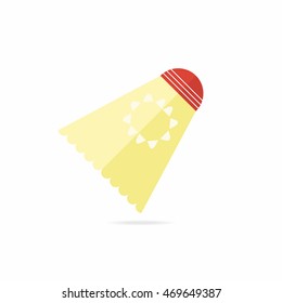 Shuttlecock for badminton in flat style with light shadow under it. Vector illustration