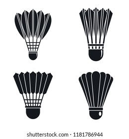 Shuttlecock badminton icon set. Simple set of shuttlecock badminton vector icons for web design on white background