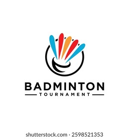 Shuttlecock Badminton logo design for Sports logo and Badminton Tournament club template