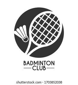 Trampa de celo y bádminton en un estilo plano. Icono de línea del vector aislado en fondo blanco. Concepto de logo deportivo con texto. Plantilla de diseño para sitio web, aplicación móvil, impresión. Ilustración vectorial.