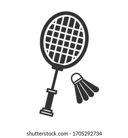 Trampa de celo y bádminton en un estilo plano. Icono de línea del vector aislado en fondo blanco. Concepto de logo deportivo. Plantilla de diseño de actividad para sitio web, aplicación móvil, impresión. Ilustración vectorial.