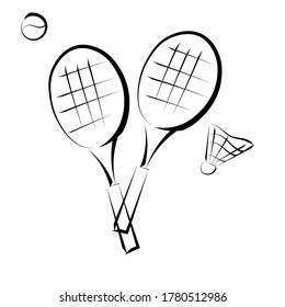 Shuttlecock and badminton racket. Logo Icon isolated on white background. Sports logo concept. Design for website, sporting goods store, sporting event.