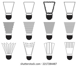  Shuttlecock badminton sport icon or symbol collection vector illustration