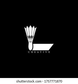 Shuttlecock concept simple flat L letter logo design. Vector EPS10.