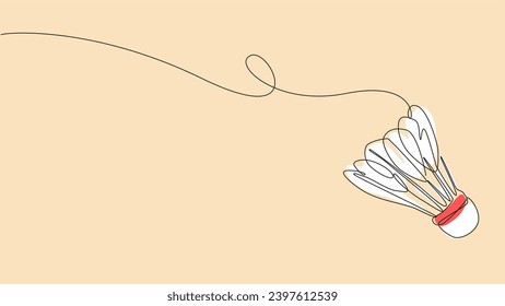 shuttlecock in continuous one line drawing style. badminton sport. editable stroke. vector illustration.