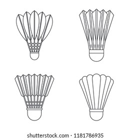 Shuttlecock equipment icon set. Outline set of shuttlecock equipment vector icons for web design isolated on white background