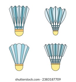 Shuttlecock equipment icon set. Outline set of shuttlecock equipment vector icons thin line color flat on white