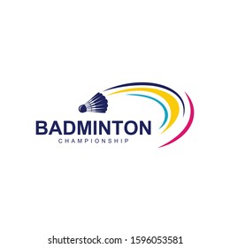 Shuttlecock icon with Abstract Swoosh, Sport logo and Badminton Championship Logo