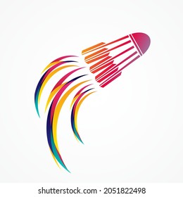 Shuttlecock icon with Abstract Swoosh. suitable for Badminton Championship Logo