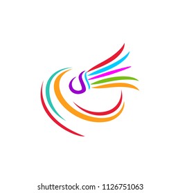 Shuttlecock icon with Abstract Swoosh. You can use for Sport logo and Badminton Championship Logo. vector illustration