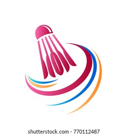 Shuttlecock icon with Abstract Swoosh. You can use for Sport logo and Badminton Championship Logo