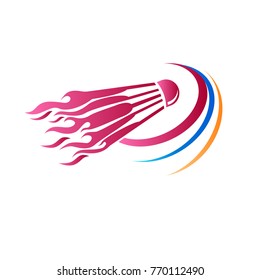 Shuttlecock icon with Abstract Swoosh. You can use for Sport logo and Badminton Championship Logo