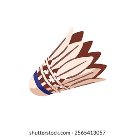 Shuttlecock icon. Badminton birdie with feather or plastic skirt. Shuttle for racquet sport. Athletic equipment, inventory to play court game. Flat isolated vector illustration on white background