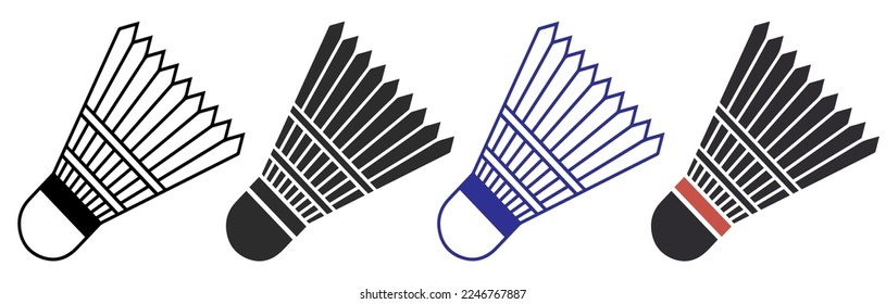 shuttlecock icon badminton symbol set,isolated on white background