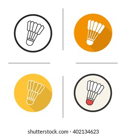 Shuttlecock icon. Flat design, linear and color styles. Badminton ball isolated vector illustrations