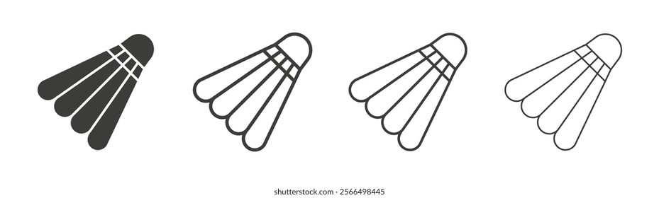 Shuttlecock icon flat and linear vector illustration on white background.
