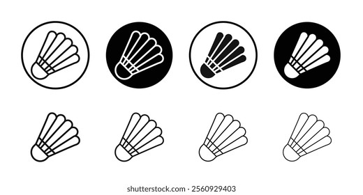 Shuttlecock icon Flat outline fill set collection