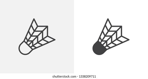 Shuttlecock icon. line and glyph version, outline and filled vector sign. Badminton shuttlecock linear and full pictogram. Symbol, logo illustration. Different style icons set