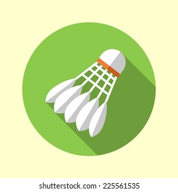 Shuttlecock icon. Long shadow flat design. Vector illustration.