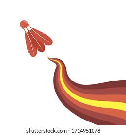 Shuttlecock Icon with Red Feathers Isolated on White Background.