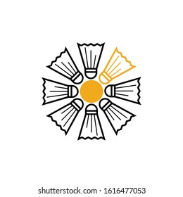 Shuttlecock icon in round circle. Consept flower with one petal. Stock vector illustration isolated on white background.