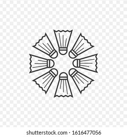 Shuttlecock icon in round circle. Consept flower. Stock vector illustration isolated on white background.