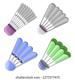Shuttlecock icon set. Cartoon set of shuttlecock vector icons for web design