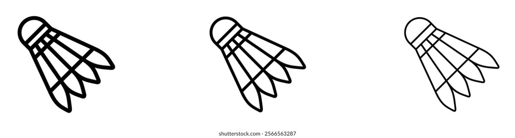 Shuttlecock icon in tree different line stroke sizes.