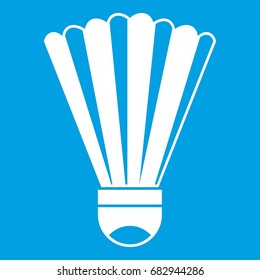 Shuttlecock icon white isolated on blue background vector illustration