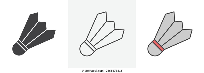 Shuttlecock icons in black and colored versions