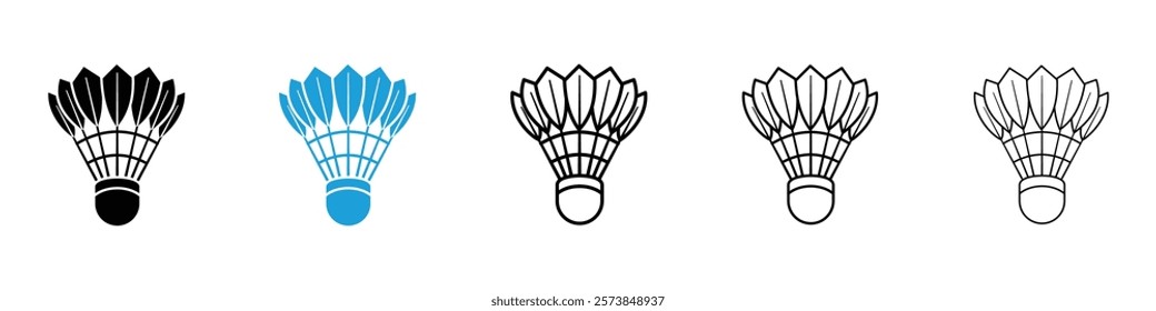 Shuttlecock icons in filled and 3 stroke weights