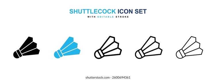 Shuttlecock icons graphics set in black and blue colors
