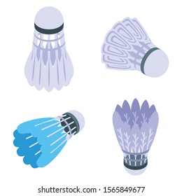 Shuttlecock icons set. Isometric set of shuttlecock vector icons for web design isolated on white background