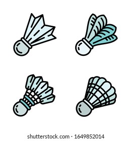 Shuttlecock icons set. Outline set of shuttlecock vector icons for web design isolated on white background