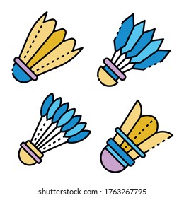 Shuttlecock icons set. Outline set of shuttlecock vector icons thin line color flat isolated on white