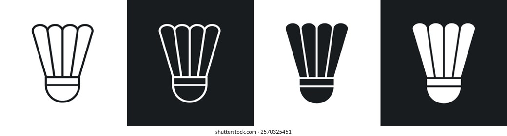 Shuttlecock icons vectors set in black. line and flat versions