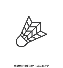 Shuttlecock line icon, outline vector sign, linear style pictogram isolated on white. Badminton symbol, logo illustration. Editable stroke. Pixel perfect