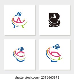 shuttlecock logo, badminton sport tournament logo design 