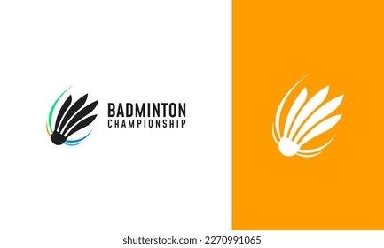Shuttlecock logo design. Badminton symbol with colorful ribbon for event or tournament