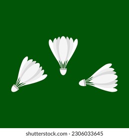 Shuttlecock on green in flat vector illustration design