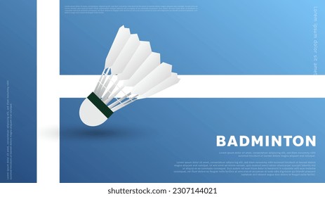 Shuttlecock on white line on green background badminton court indoor badminton,badminton sports wallpaper with copy space, illustration Vector EPS 10