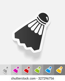 shuttlecock paper sticker with shadow. Vector illustration