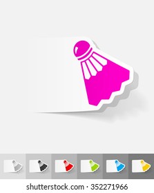 shuttlecock paper sticker with shadow. Vector illustration