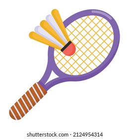 Shuttlecock with racket, icon of badminton

