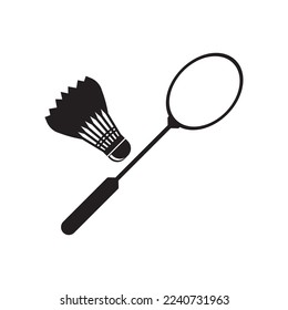 shuttlecock and racket icon,logo illustration design