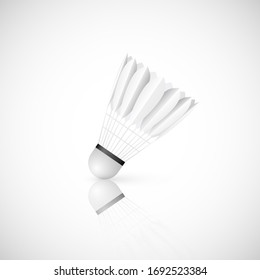 Shuttlecock with reflection isolated on white background. Badminton - sport equipment. Vector illustration
