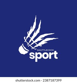 shuttlecock sport badminton feather rough style logo design vector icon illustration