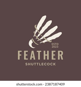 shuttlecock sport badminton feather rough style logo design vector icon illustration